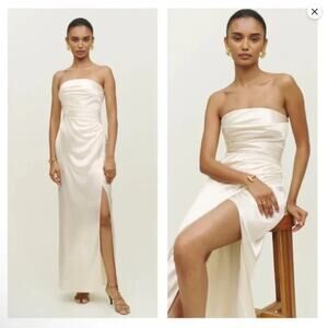 Reformation Barrow Ivory Strapless Silk Dress Size 8 NWT
